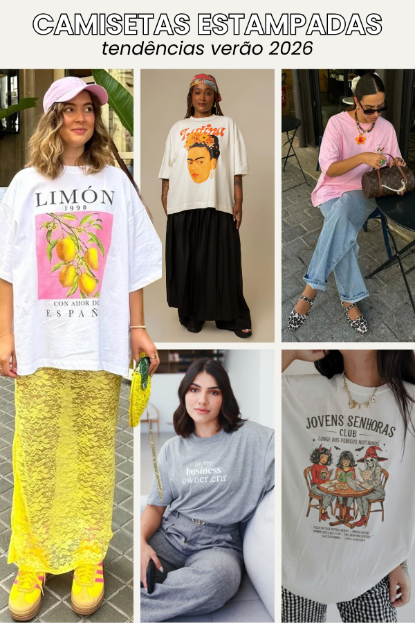 As camisetas estampadas se destacam entre as tendências verão 2026