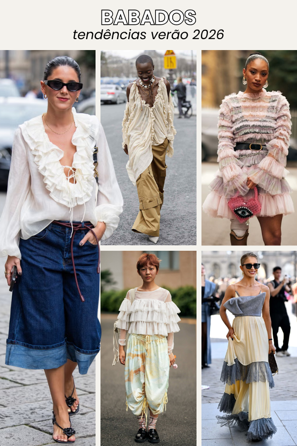 Os babados se destacam entre as tendências verão 2026