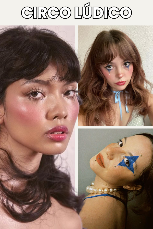 Maquiagens de Carnaval 2026: tendências criativas para ousar, brilhar e se divertir na folia 3 Maquiagens para Carnaval 2026 efeito lúdico com inspiração circense